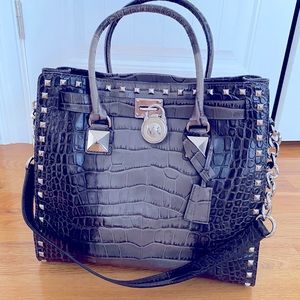 Michael Kors Grey Croc leather Hamilton Tote. EUC